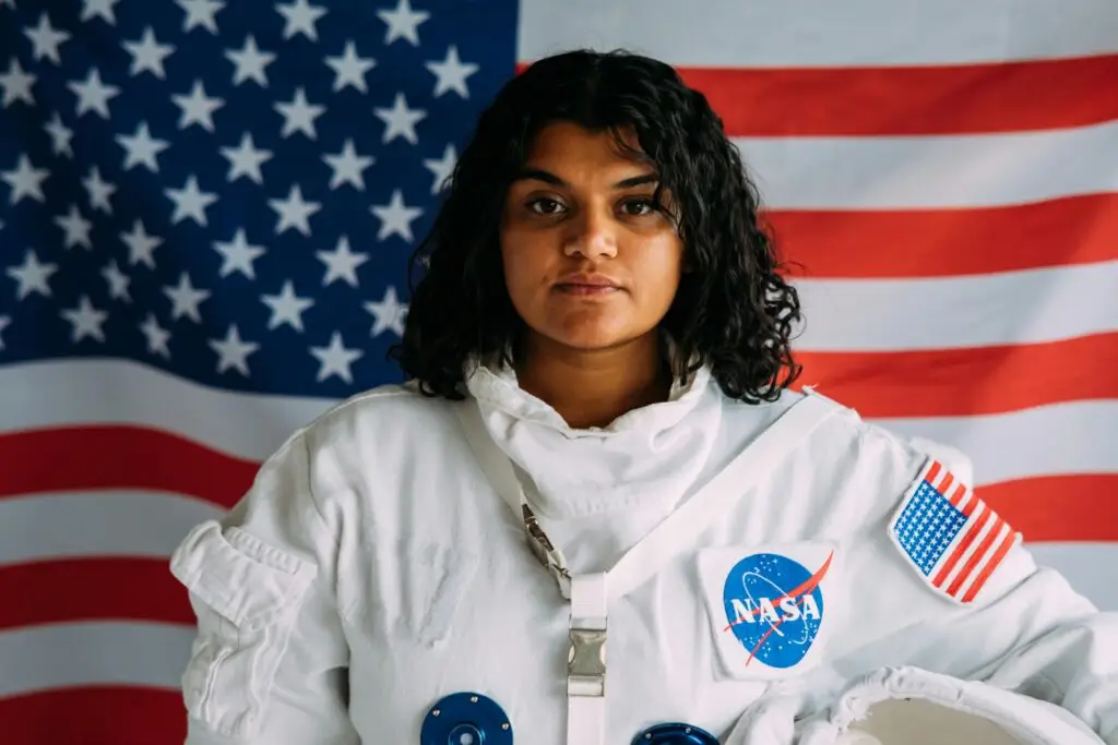 Female astronaut symbolizing women's role in space and space oral health.