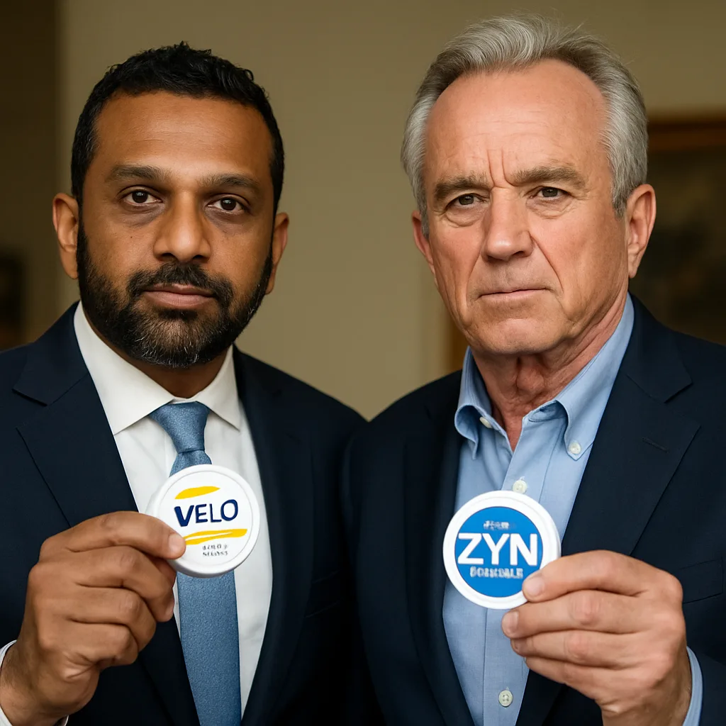 FBI head Kash Patel & RFK jnr holding Nicotine pouch